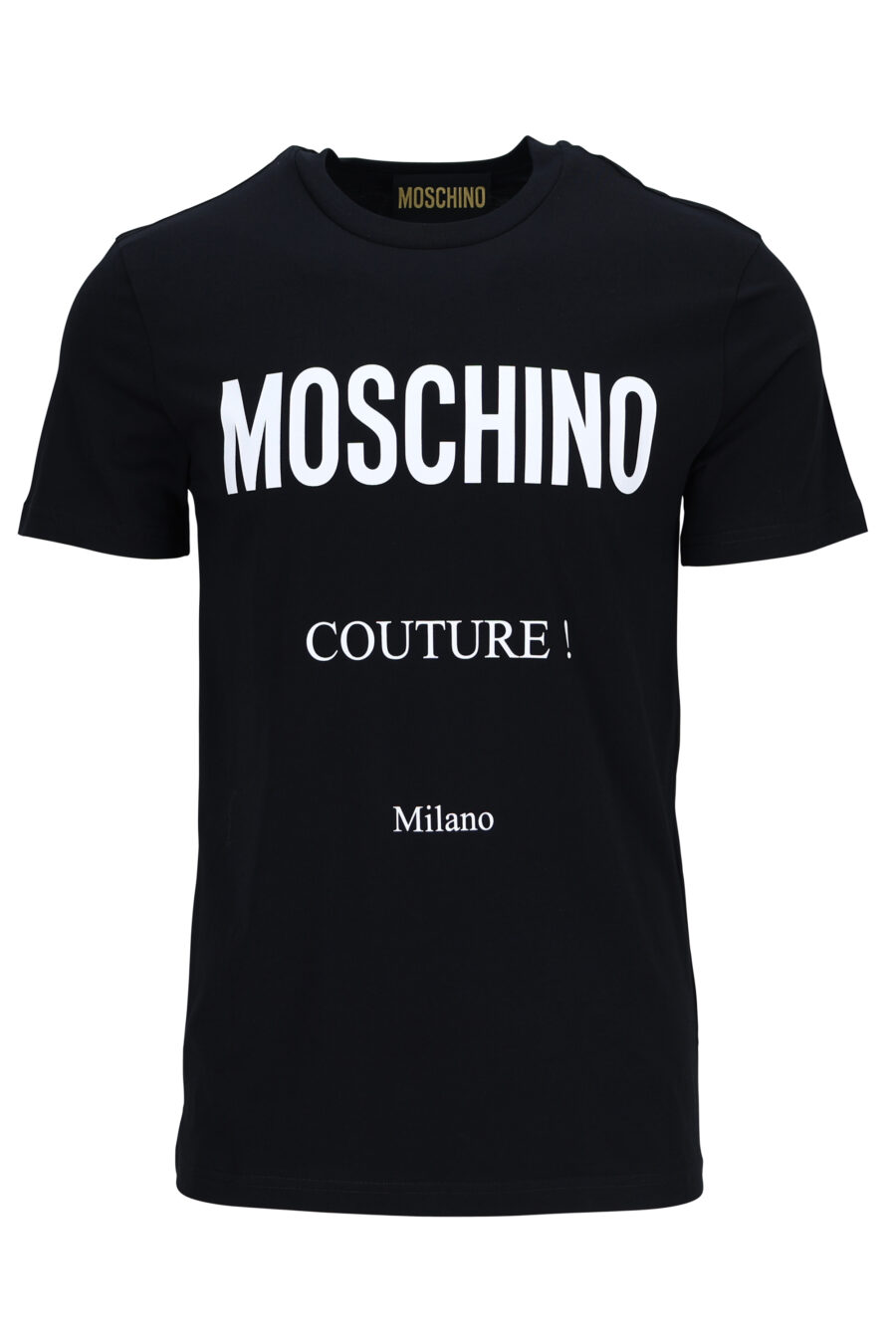 Black T-shirt with maxilogue "couture milano" - 889316936551