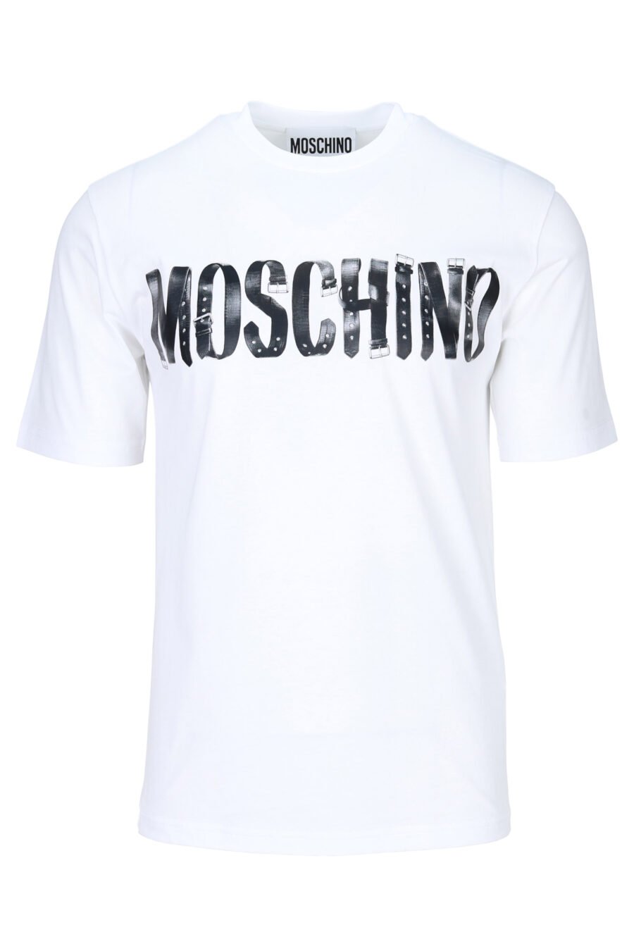White T-shirt with black worn maxilogue - 889316937954