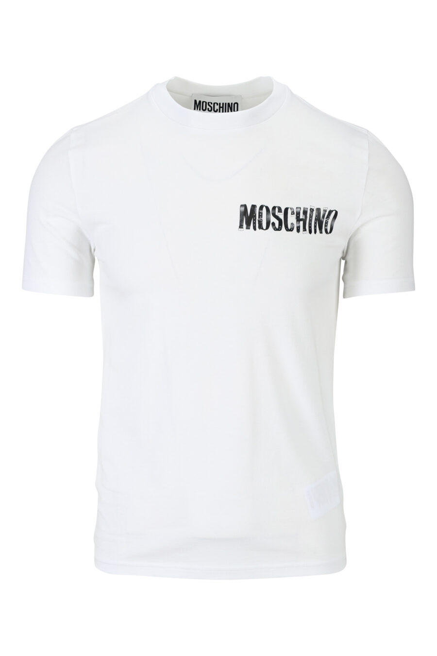 Weißes T-Shirt mit schwarzem getragenen Minilogo - 889316938791