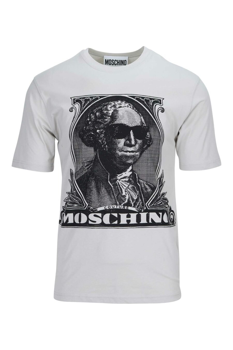 Camiseta gris con maxilogo "Moschino" billete - 889316954807