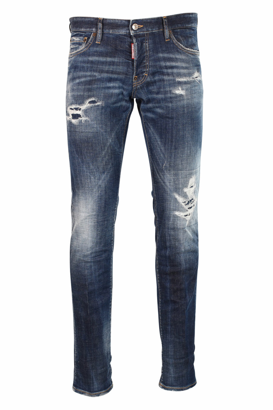 Calças de ganga slim "Slim jean" azul semi-desgastadas com rasgões - Fotos 8052134942789