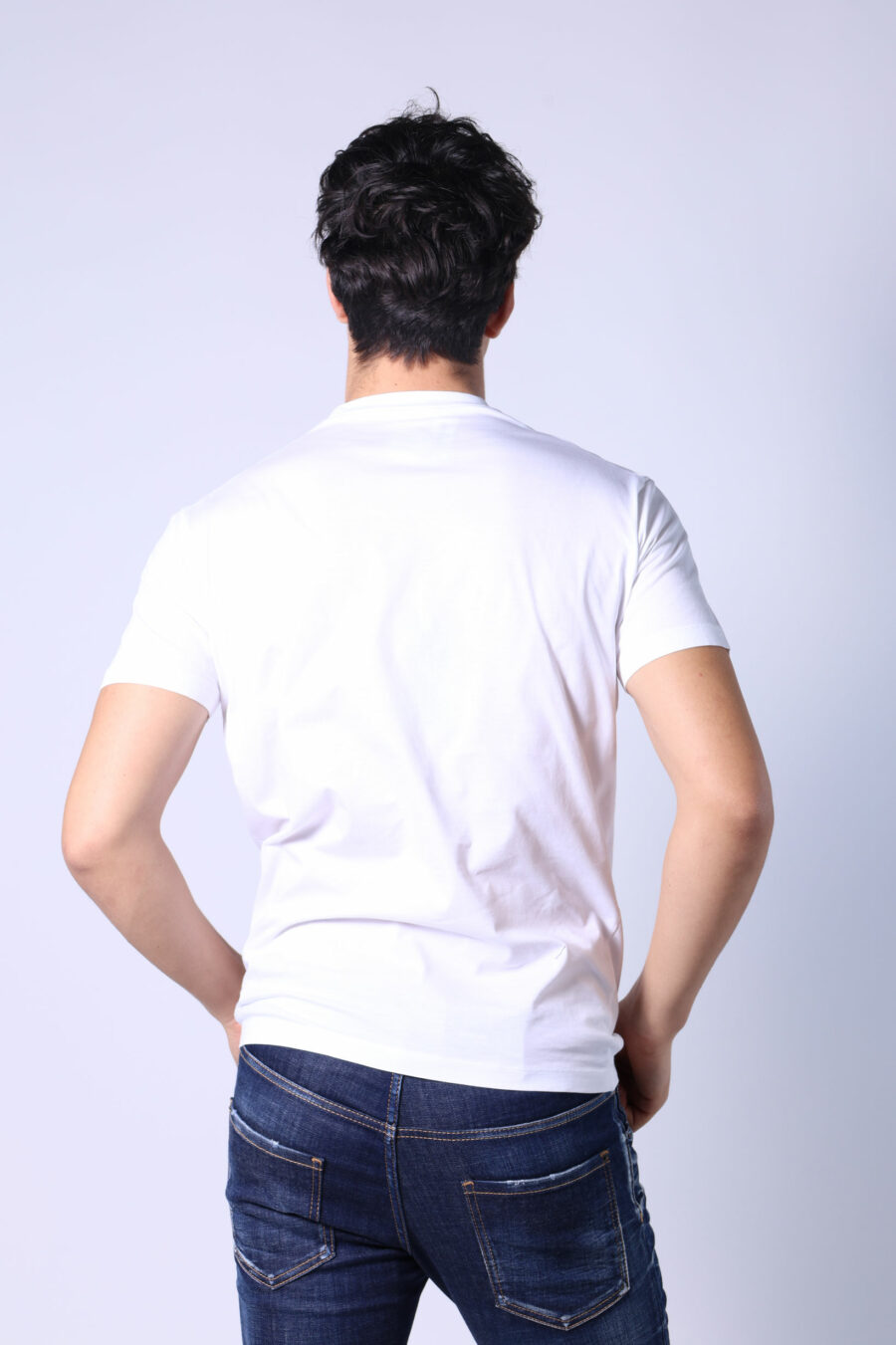 Weißes T-Shirt mit türkisem und fuchsiafarbenem Maxilogo - Untitled Catalog 05356