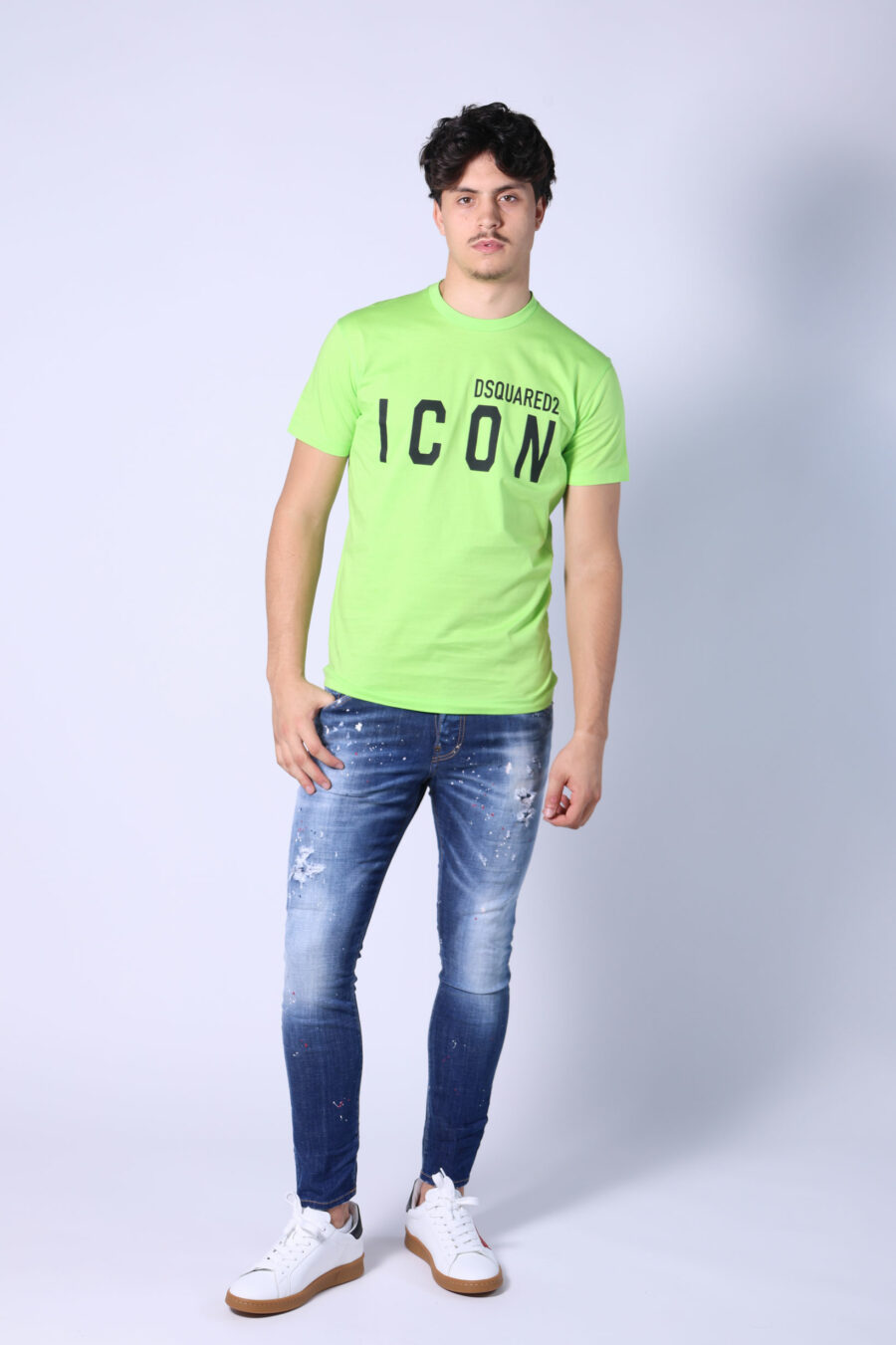 Lime green t-shirt with black "icon" maxilogo - Untitled Catalog 05394
