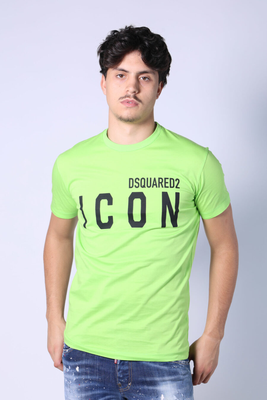 Lime green t-shirt with black "icon" maxilogo - Untitled Catalog 05395