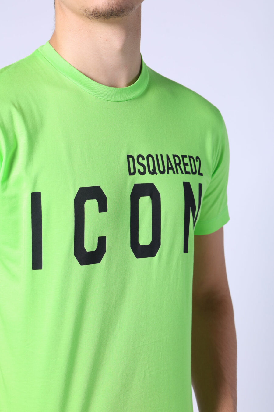 Lime green t-shirt with black "icon" maxilogo - Untitled Catalog 05396
