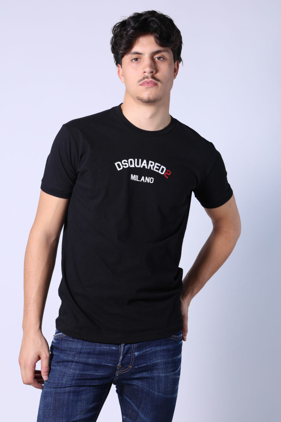 Schwarzes T-Shirt mit Minilogue "dsquared2 milano" - Untitled Catalog 05472