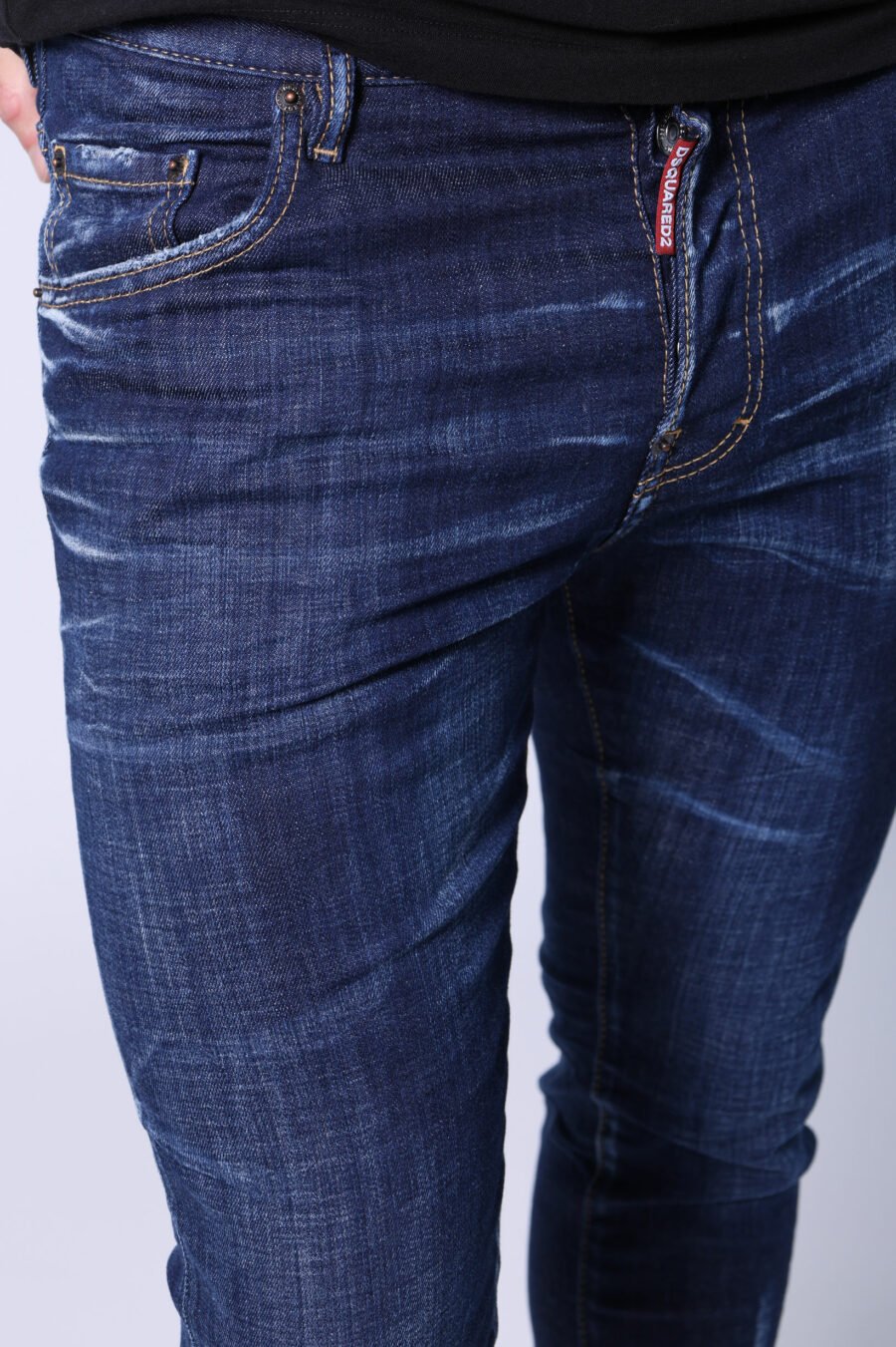 Dark blue semi frayed "skater jean" jeans - Untitled Catalog 05477