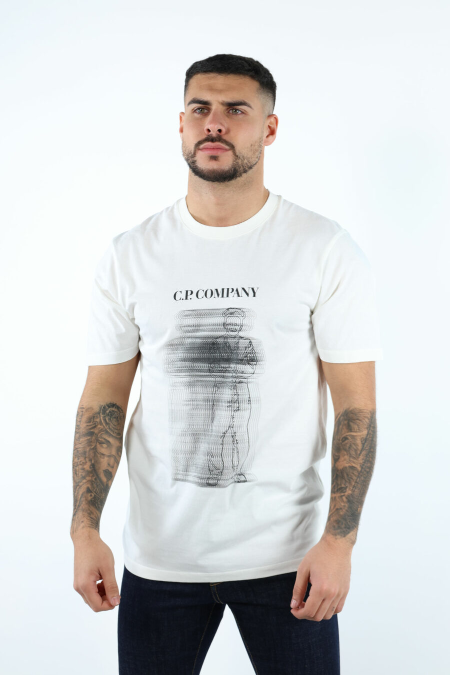 Weißes T-Shirt mit verschwommenem Seemann - 106814 copy
