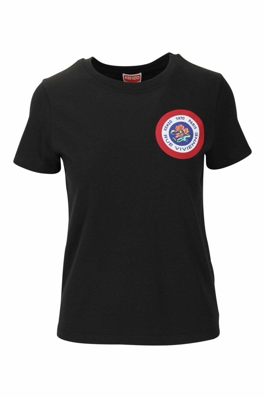 Black T-shirt with round mini-logo and graphic on the back - 3612230517820 1 scaled