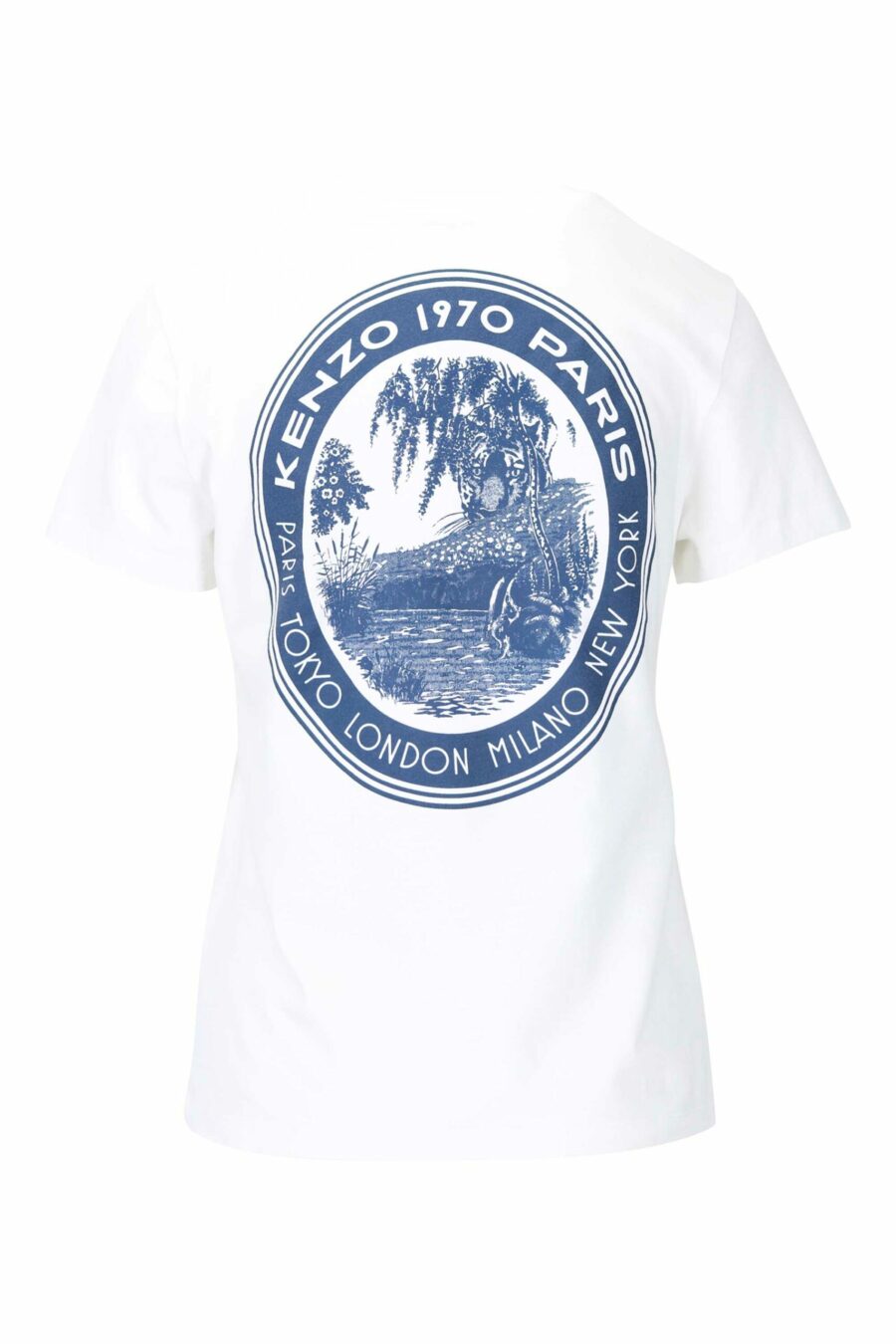 T-shirt blanc avec mini-logo rond et graphique dans le dos - 3612230517936 1 scaled