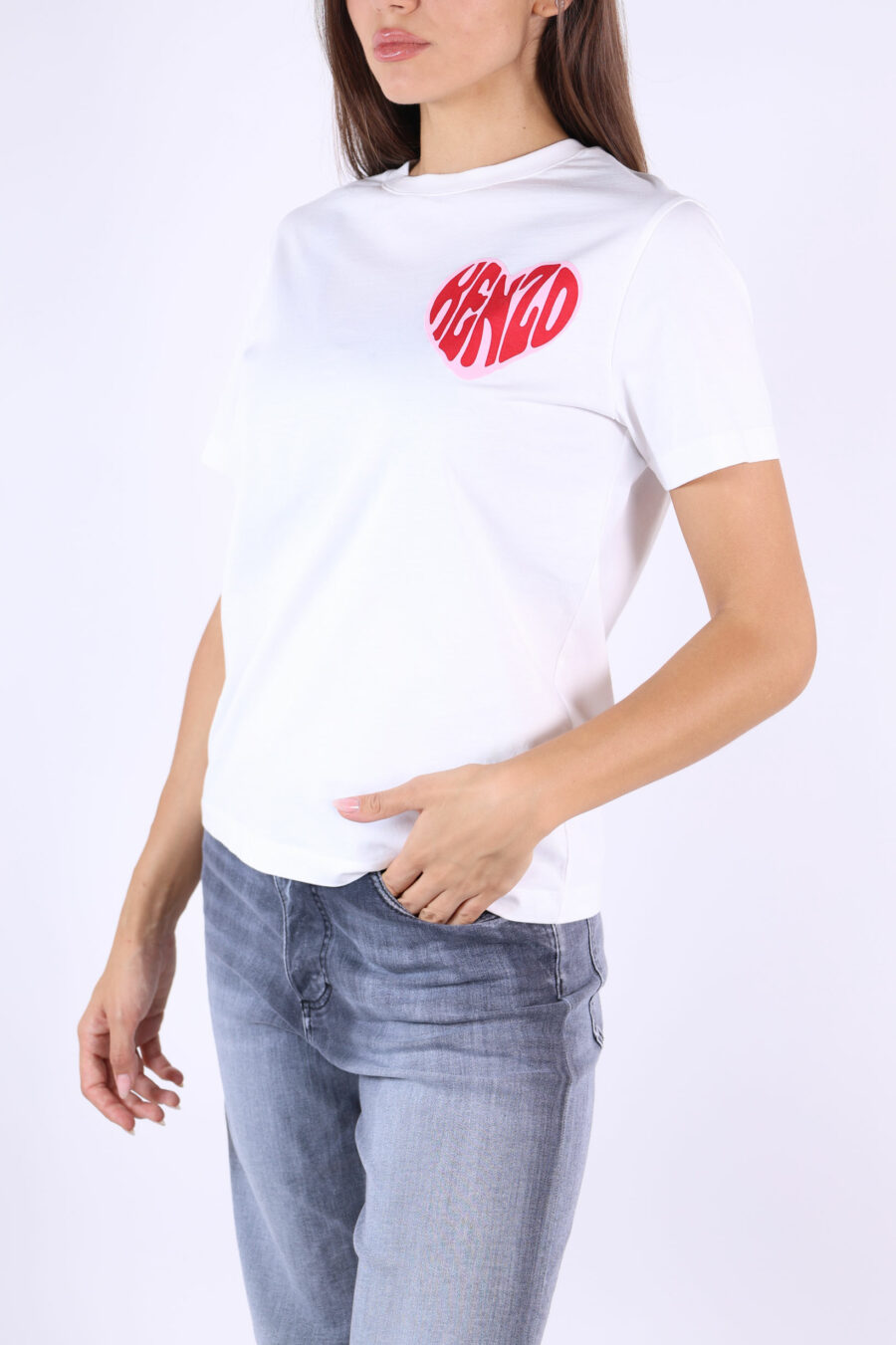 T-shirt blanc avec logo mini-cœur - 361223054662201985 1