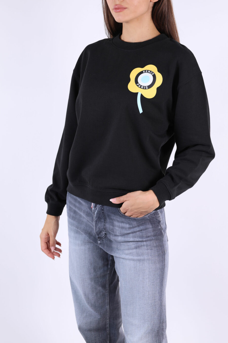 Schwarzes Sweatshirt mit gelbem "kenzo target" Logo - 361223054662202012