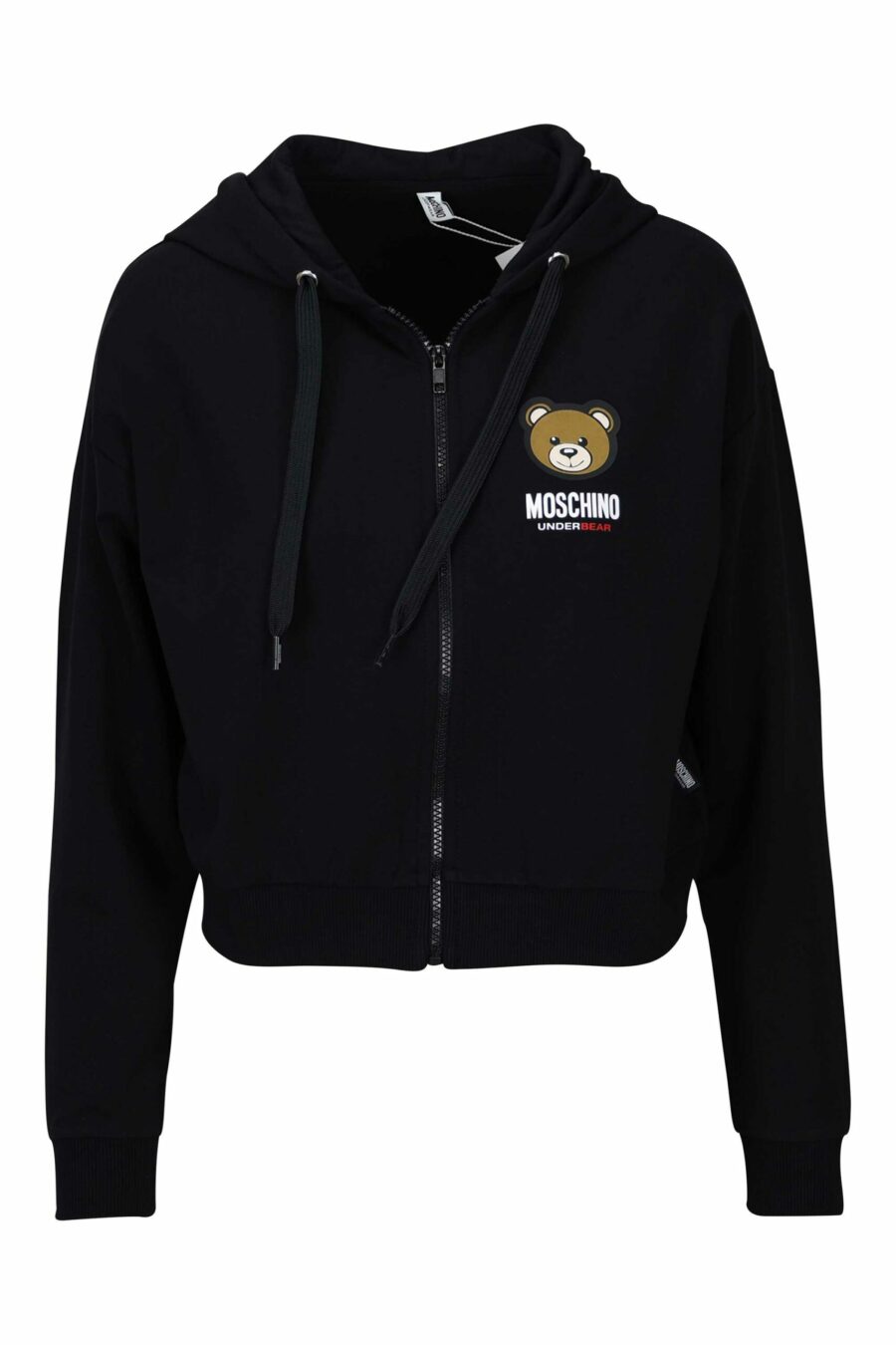 Schwarzes Kapuzensweatshirt mit Reißverschluss und Bärenlogoaufnäher "underbear" - 667113050751 skaliert