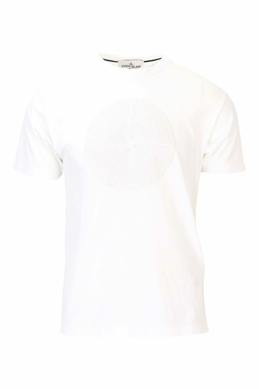 Camiseta blanca con maxilogo circular frontal - 8052572742361 scaled