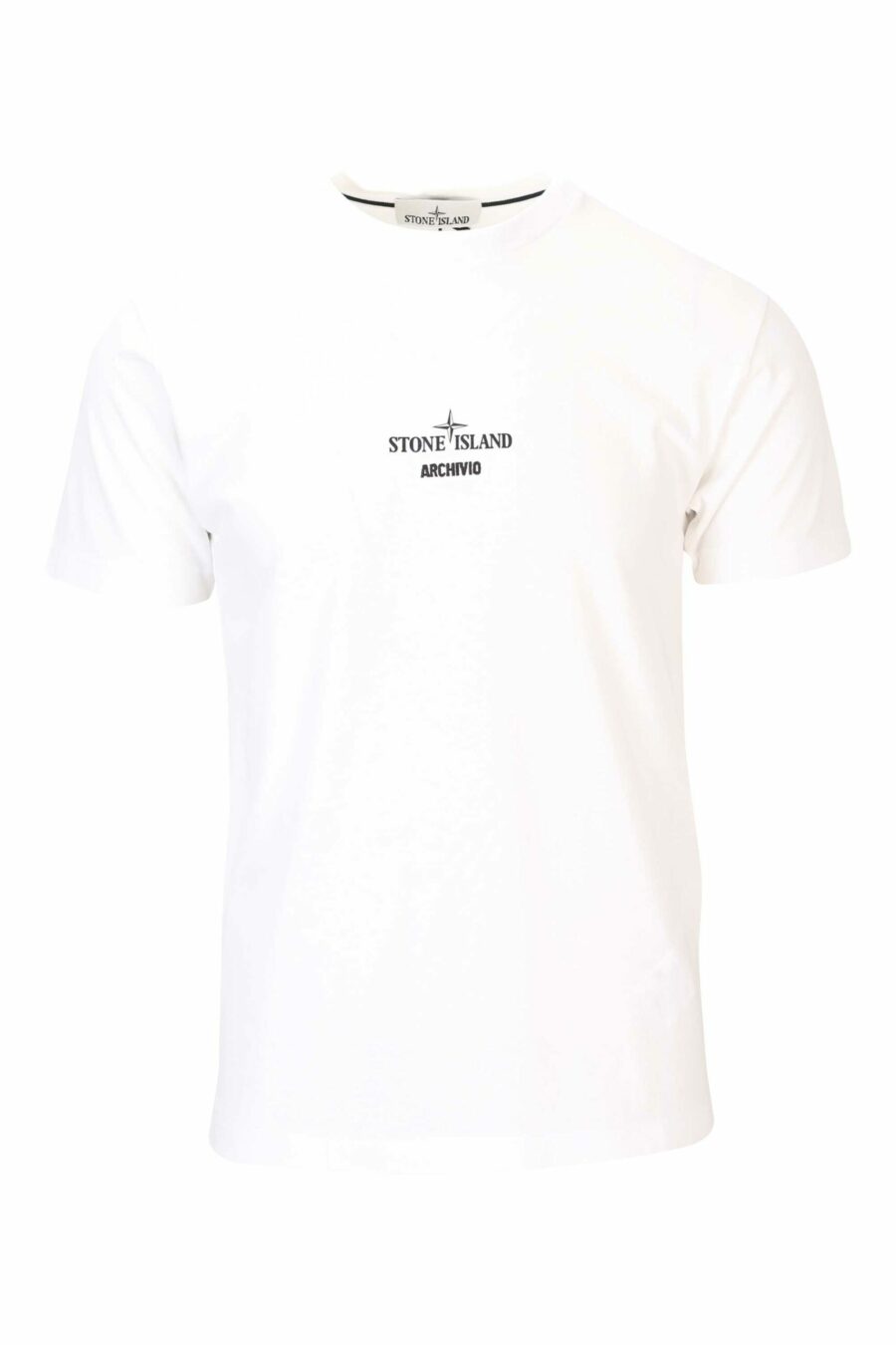 Weißes T-Shirt mit mittigem Logo und Druck auf dem Rücken - 8052572755866 skaliert