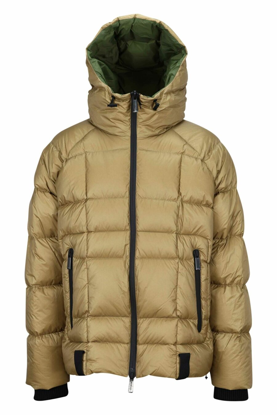 Beige puff kaban puffer jacket with high collar and logo on the back - 8054148052607 scaled