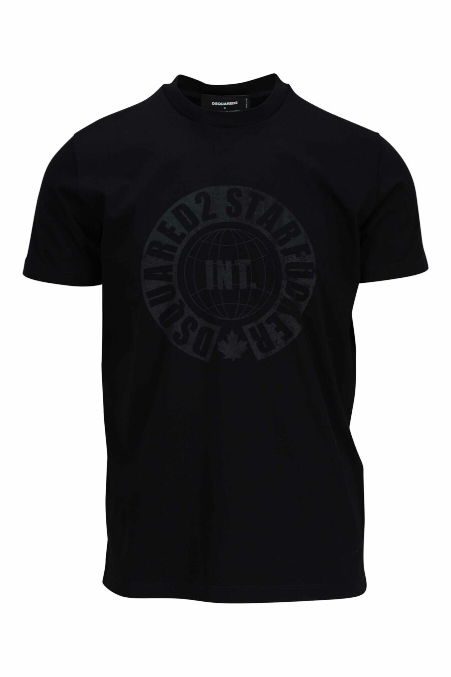 Camiseta negra con maxilogo monocromático redondo - 8054148086091 scaled