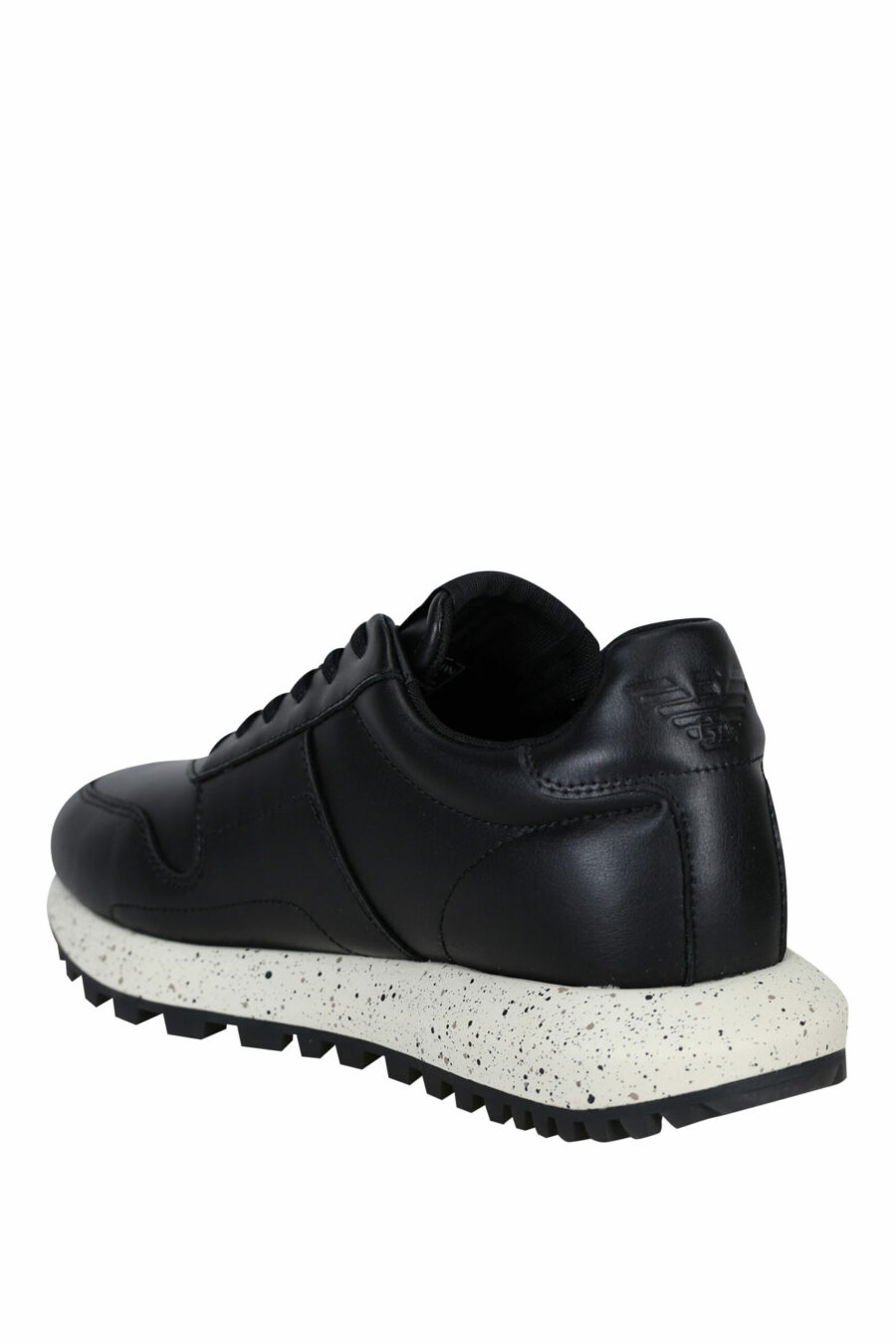Black recycled leather trainers and minilogo - 8057767442187 3 scaled