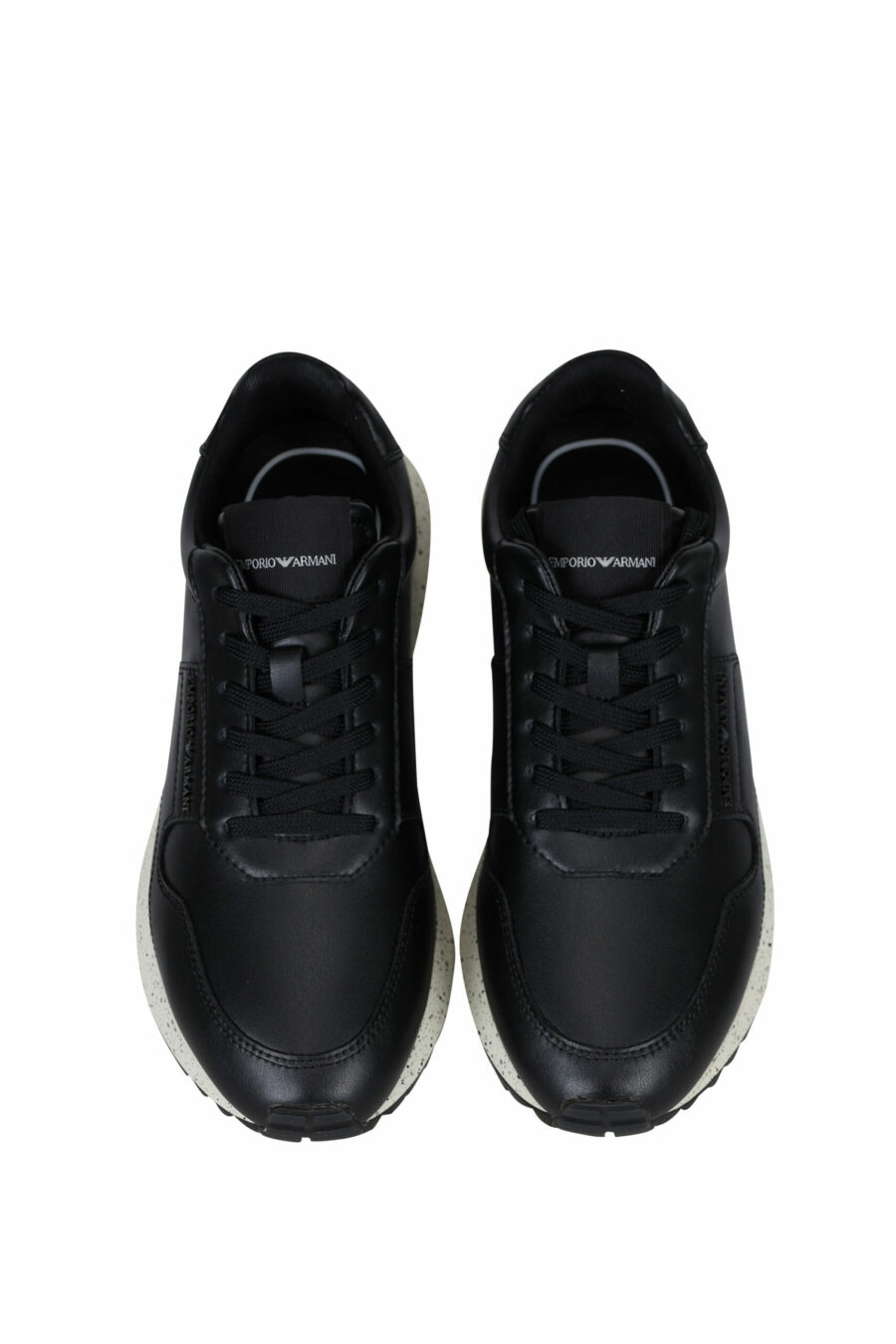 Black recycled leather trainers and minilogo - 8057767442187 4 scaled