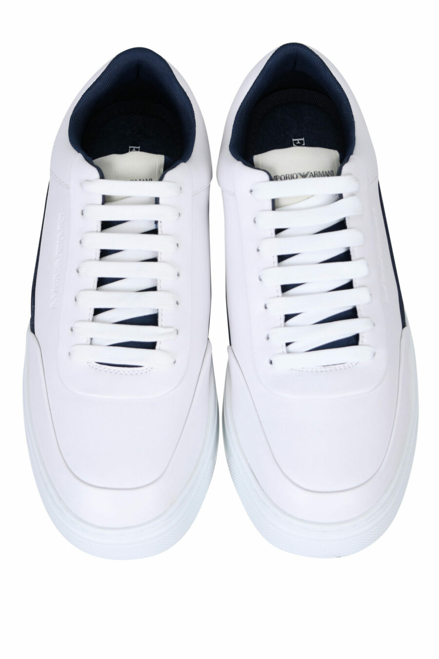 White and navy blue trainers with logo - 8057767470623 4 scaled