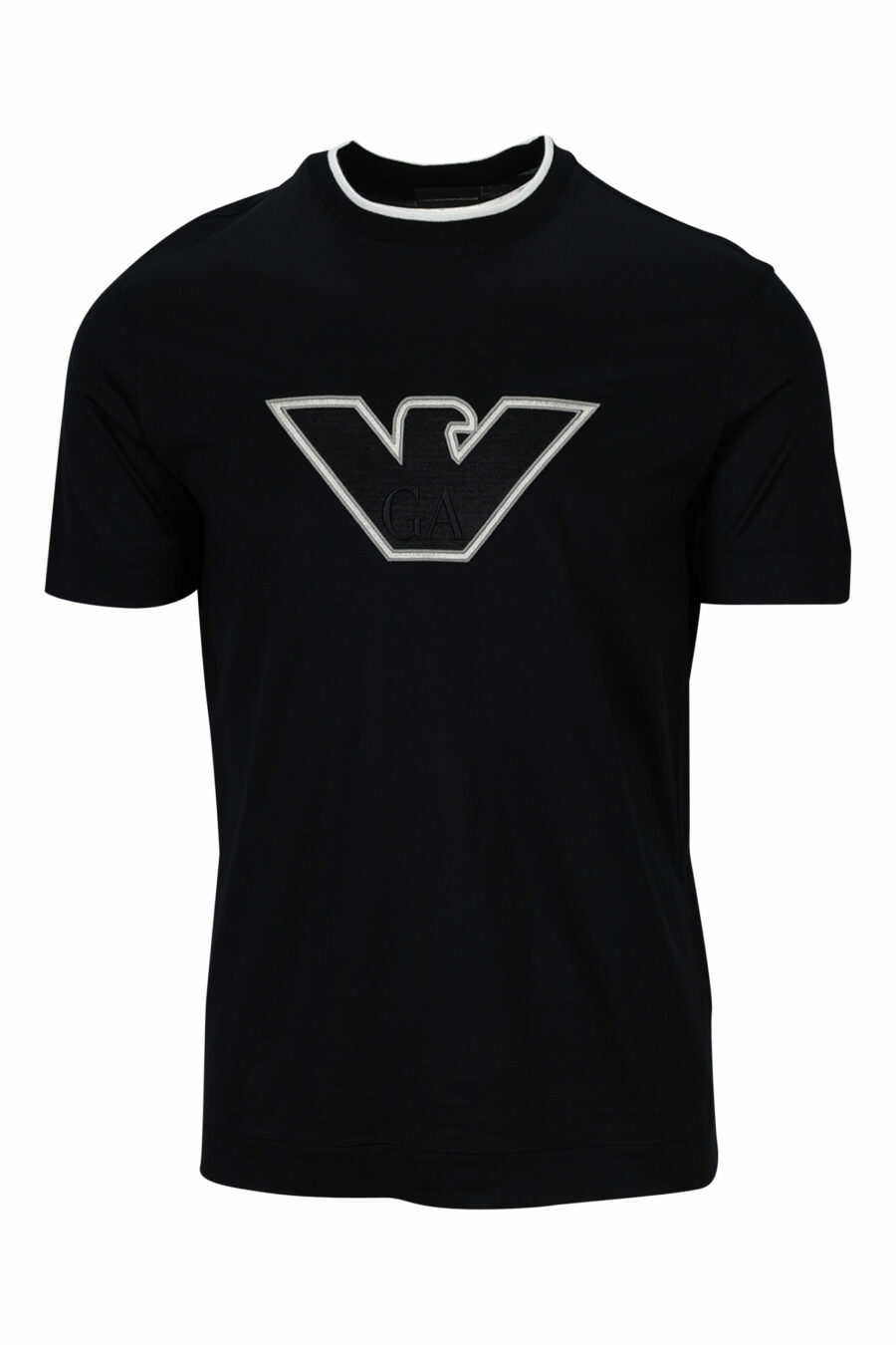 Camiseta negra con maxilogo águila blanca delineada - 8057767554040 scaled