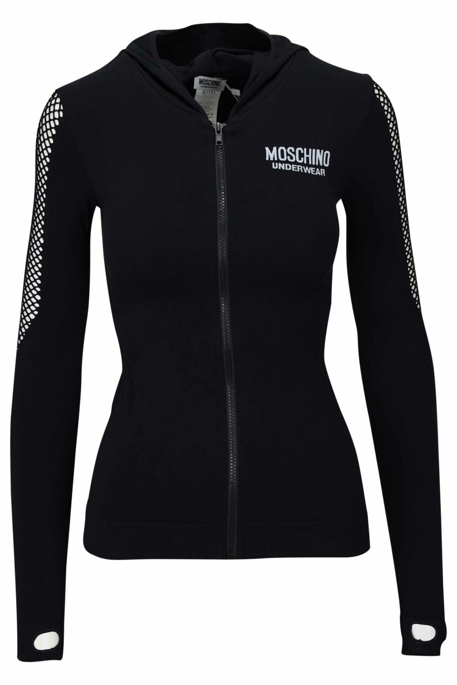 Black sweatshirt with white logo and side mesh - 889316611786 scaled