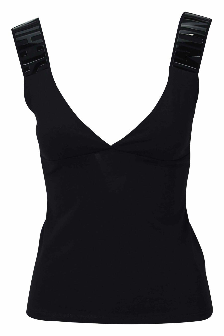 T-shirt noir sans manches avec logo rayé monochrome - 889316615043 1 scaled