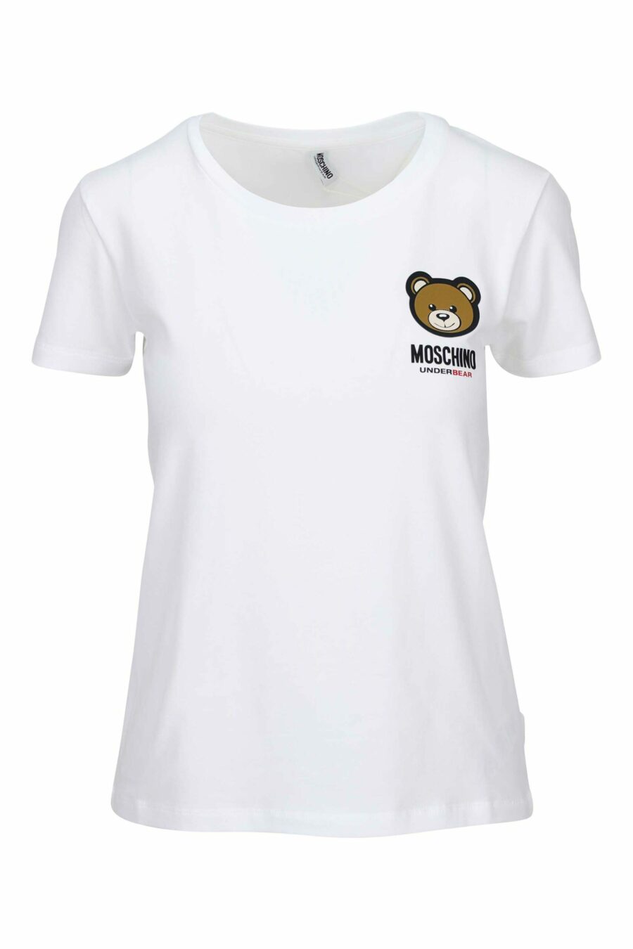 Weißes T-Shirt mit Logo-Bärenaufnäher "underbear" - 889316618488 skaliert