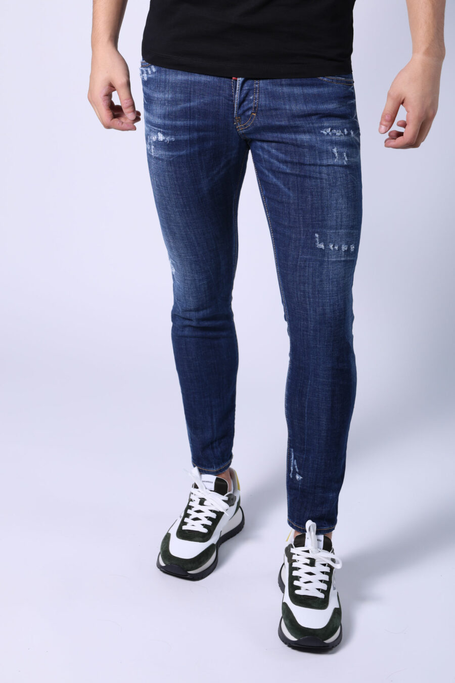 Blue "cool guy" denim trousers with wear and tear - Untitled Catalog 05345