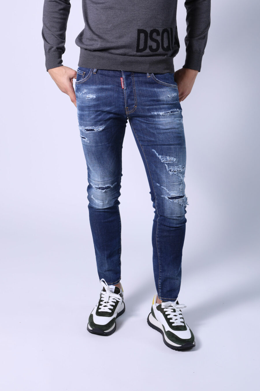 Dsquared2 - calças de ganga skater jean azuis com rasgões - BLS