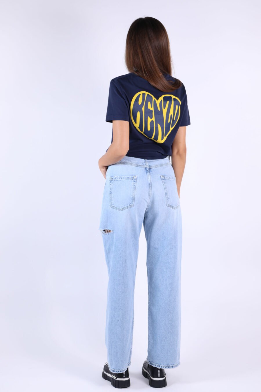 Blue "poppy" denim trousers with rips - 361223054662201797