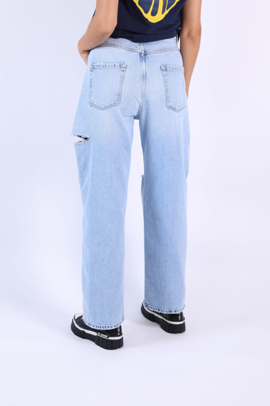 Blue "poppy" denim trousers with rips - 361223054662201800