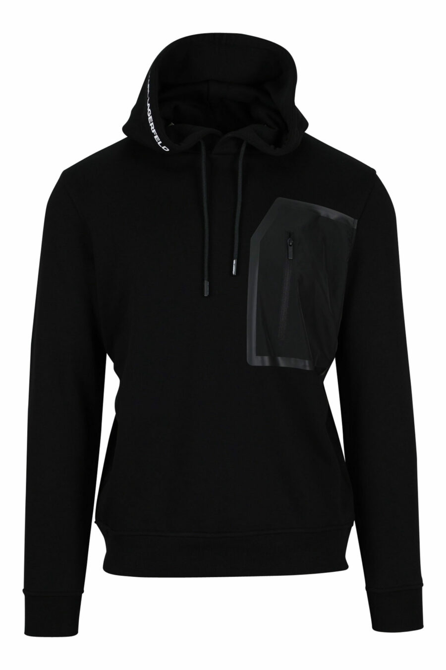 Sweatshirt noir avec capuche et pochette en nylon - 4062226389976