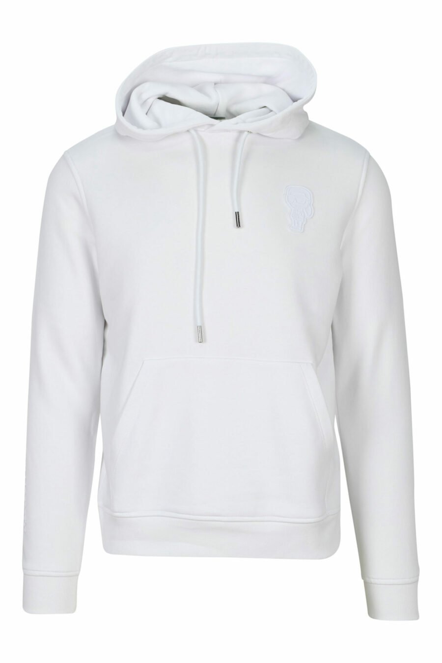 White hooded sweatshirt with monochrome rubber mini-logo - 4062226393331 scaled