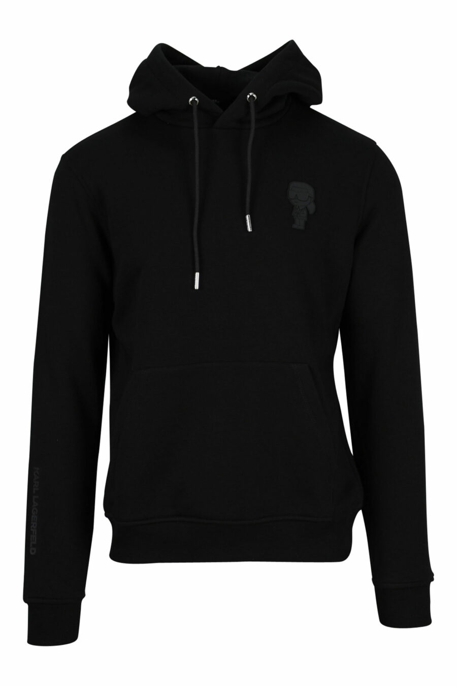Black hooded sweatshirt with monochrome rubber mini-logo - 4062226393577 4 scaled