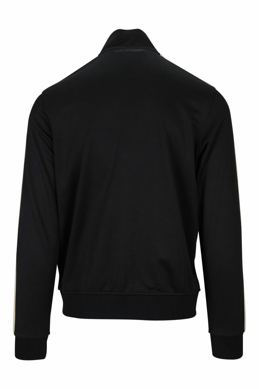 Schwarzes Reißverschluss-Sweatshirt mit Minilogue und beigen Seitenstreifen - 4062226394857 2 skaliert