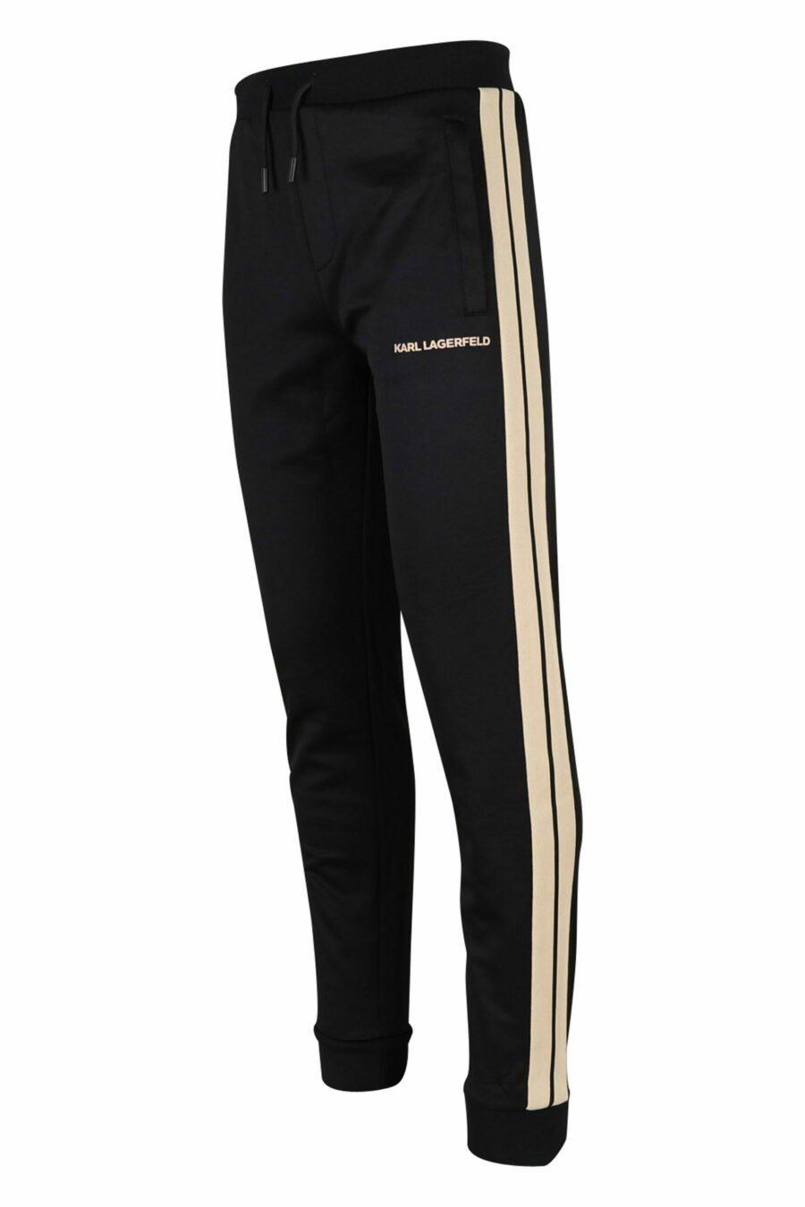 Pantalon noir avec bandes latérales minilogues et beiges - 4062226395175 1 à l'échelle