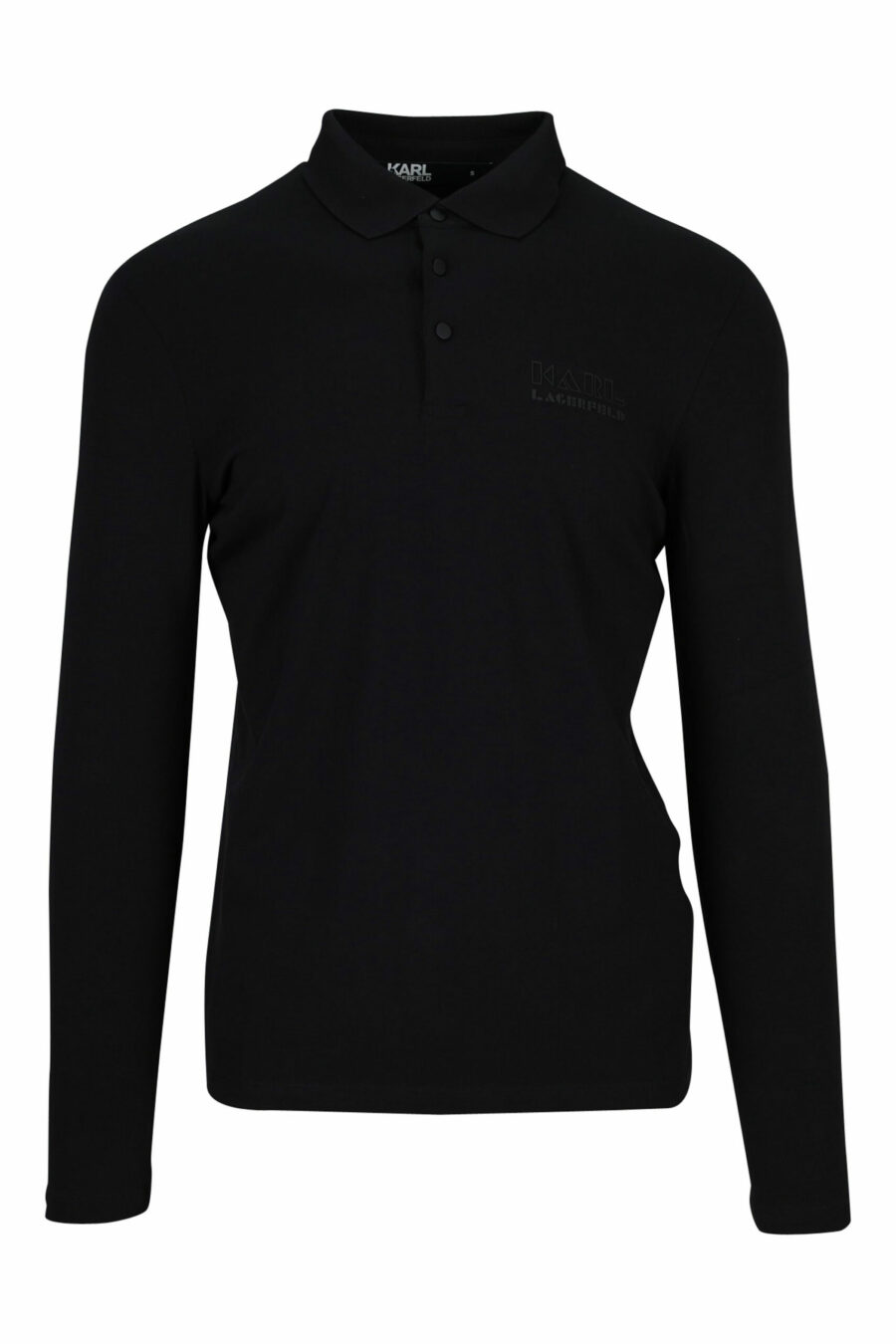 Langärmeliges schwarzes Poloshirt mit Knöpfen und schwarzem Minilogue - 4062226398008 skaliert