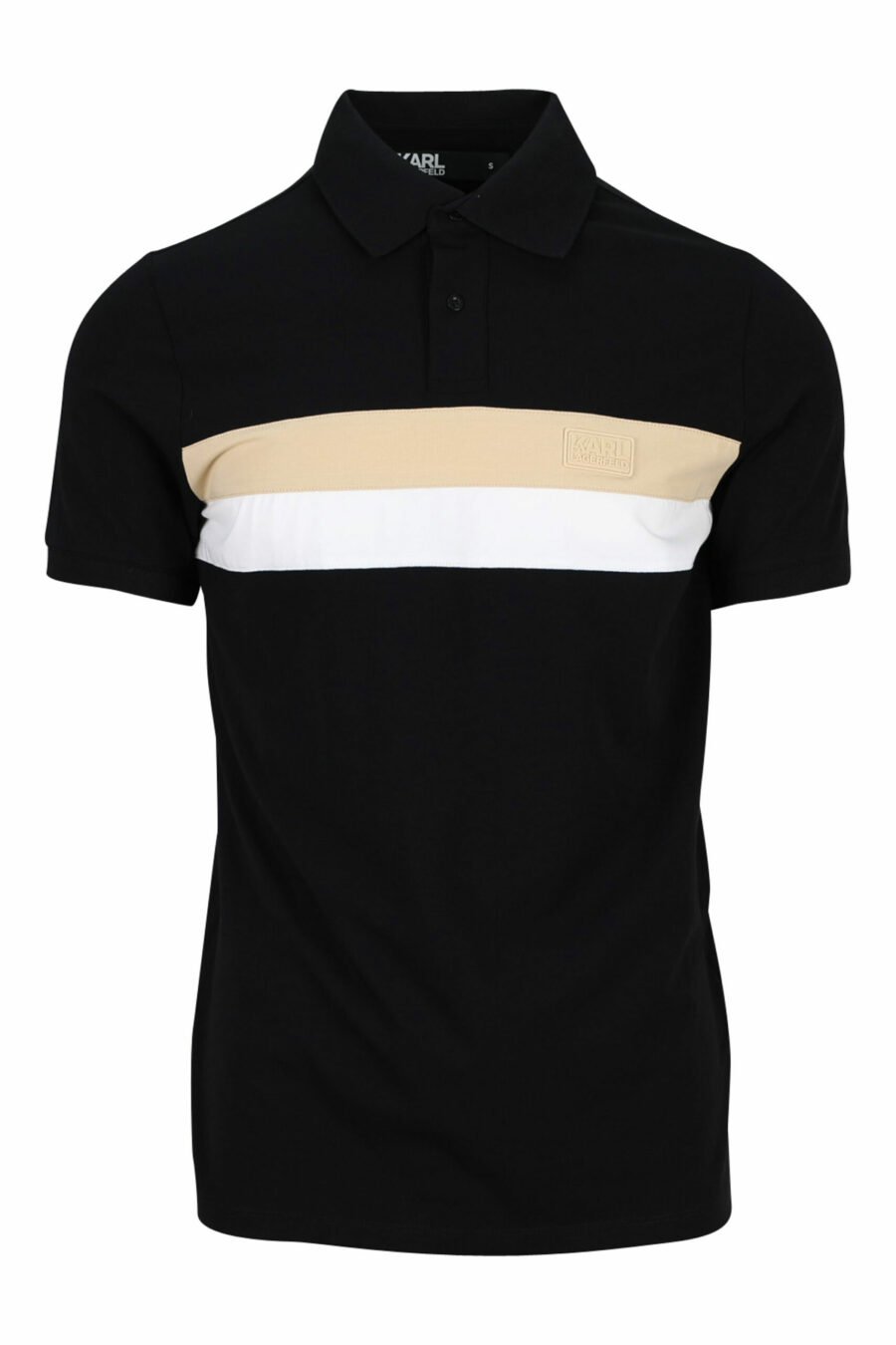 Schwarzes Poloshirt mit beige-weißem Streifen - 4062226399197 skaliert