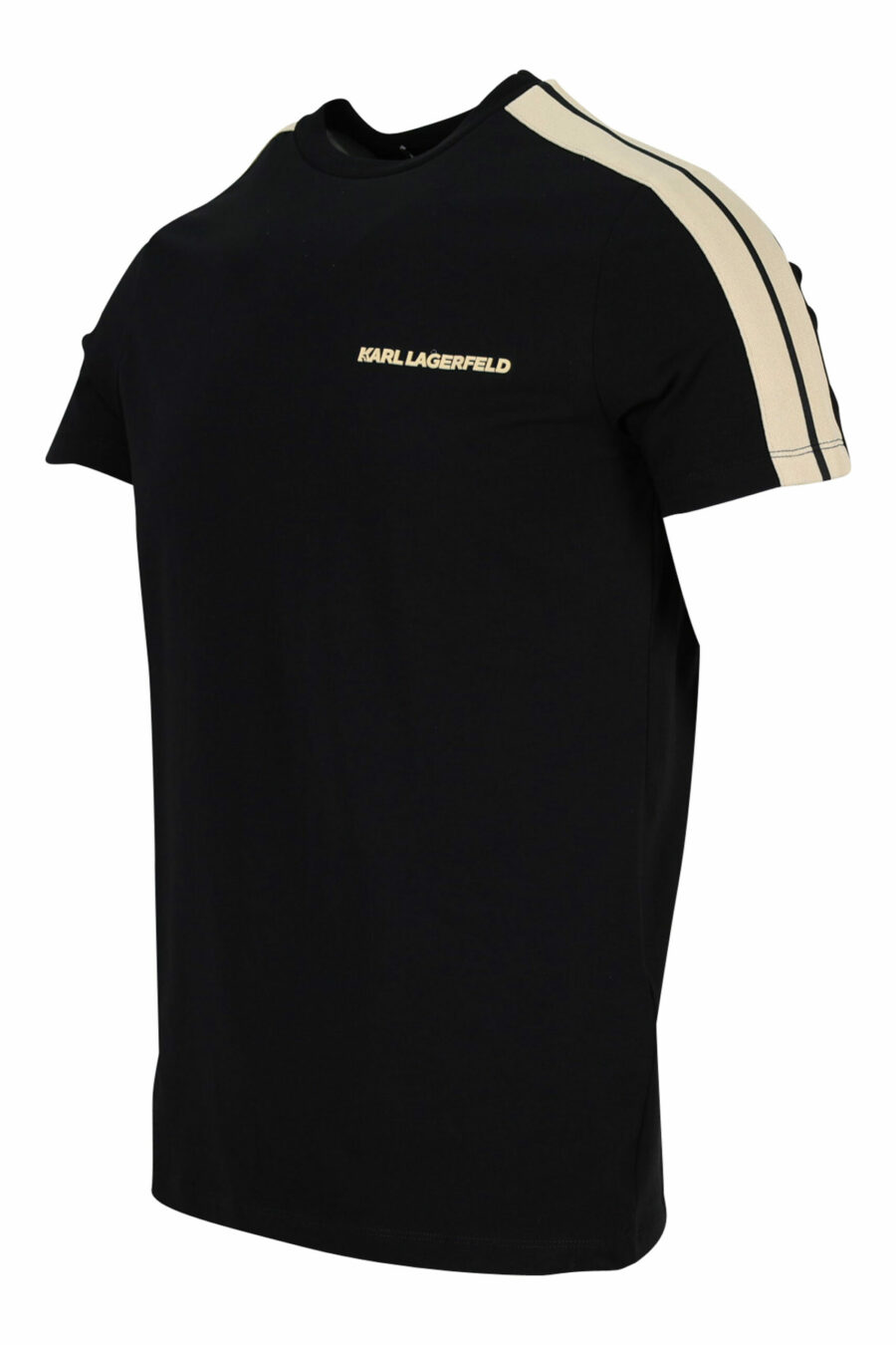 Camiseta negra con minilogo y franjas beige laterales - 4062226401746 1 scaled