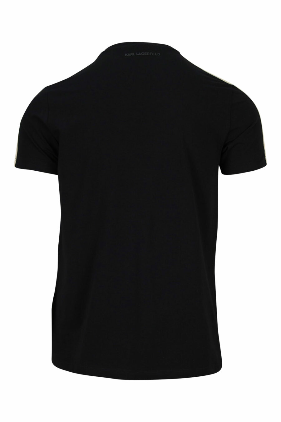 Camiseta negra con minilogo y franjas beige laterales - 4062226401746 2 scaled