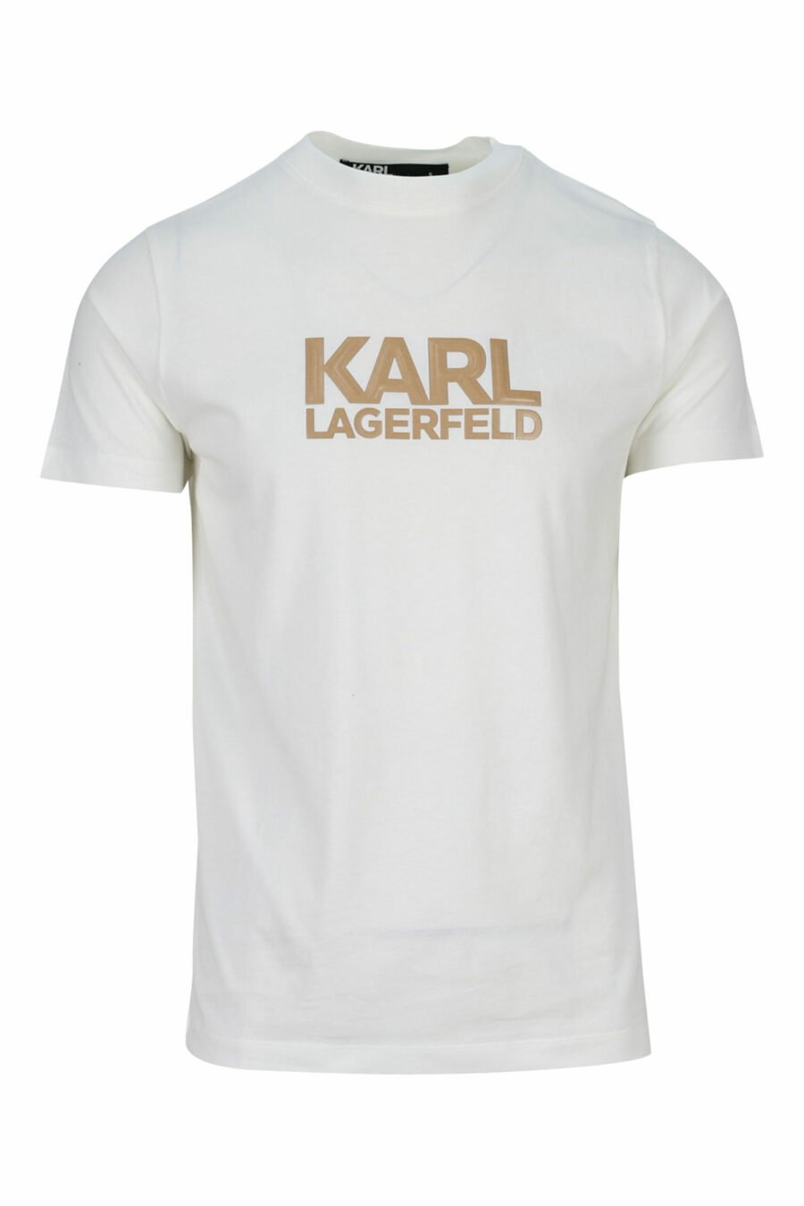 T-shirt beige avec maxilogo en caoutchouc monochrome - 4062226679404 scaled