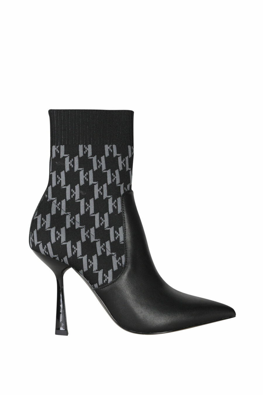 Black monogrammed "pandara" sock style ankle boots with heel - 5059529280566 scaled