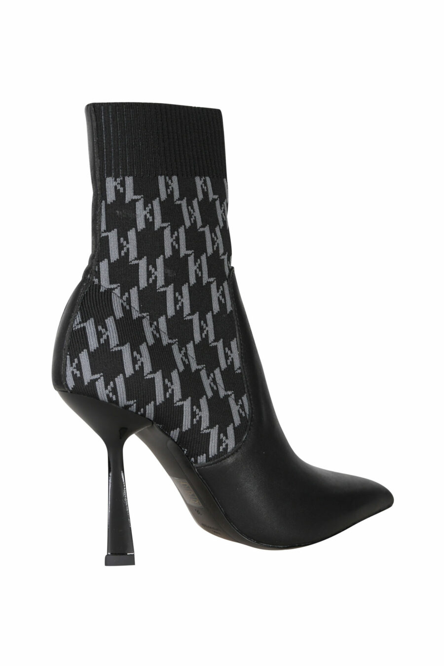 Black monogrammed "pandara" sock style ankle boots with heel - 5059529280566 1 scaled