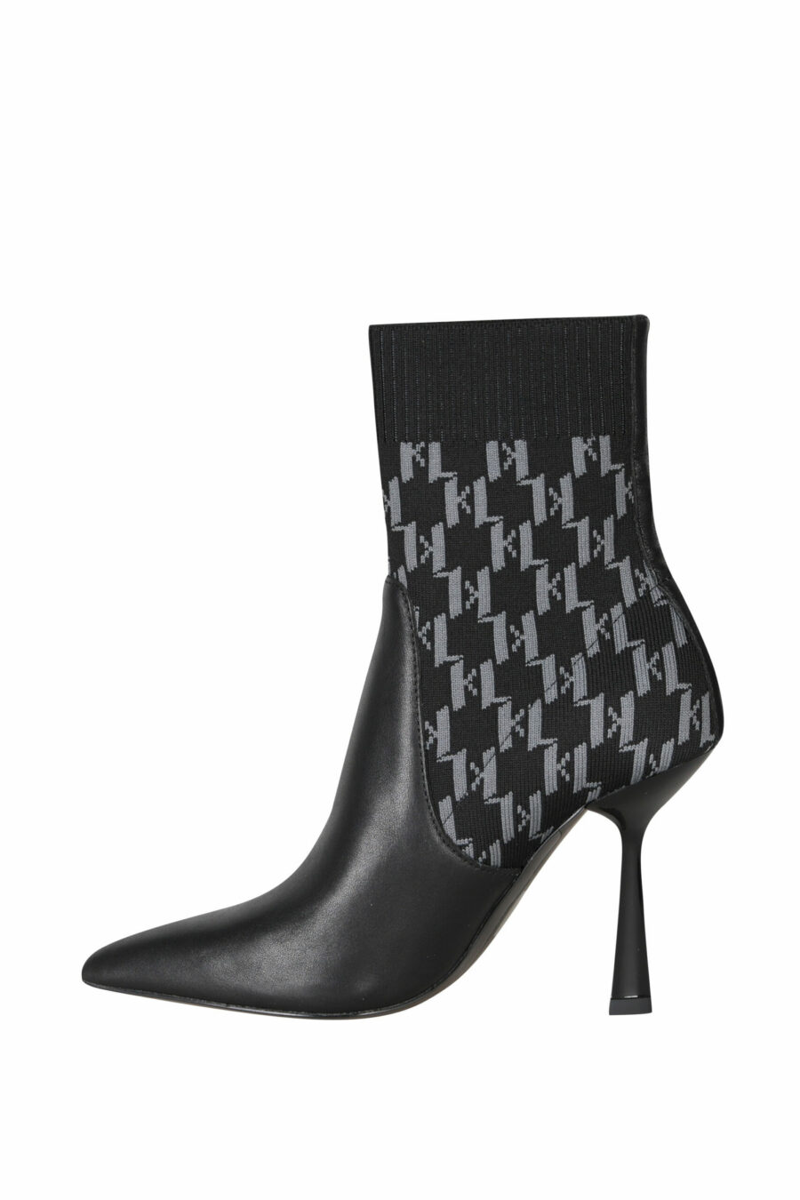 Black monogrammed "pandara" sock style ankle boots with heel - 5059529280566 2 scaled