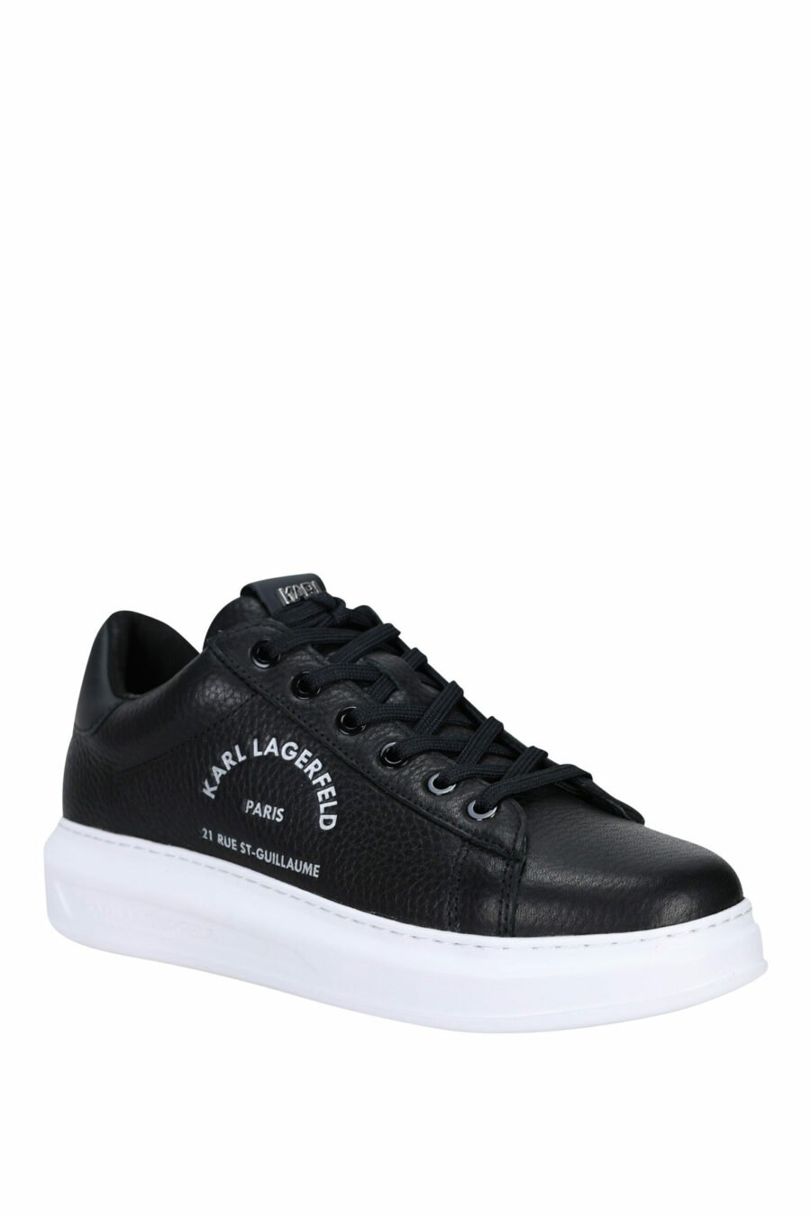 Black "kapri mens" textured trainers with white "rue st guillaume" logo - 5059529323782 1 scaled
