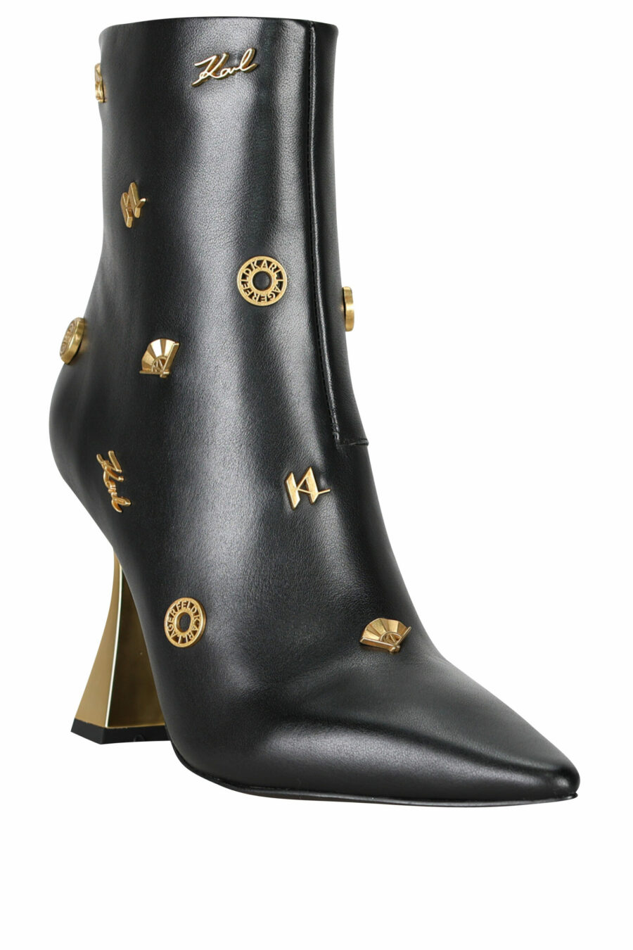 Black ankle boots with gold heel and pins - 505952982034 1 scaled