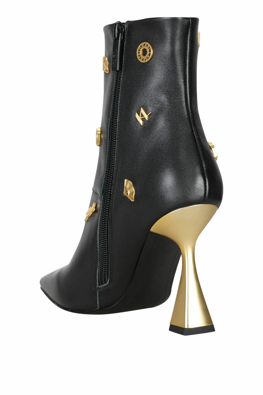 Black ankle boots with gold heel and pins - 505952982034 3 scaled