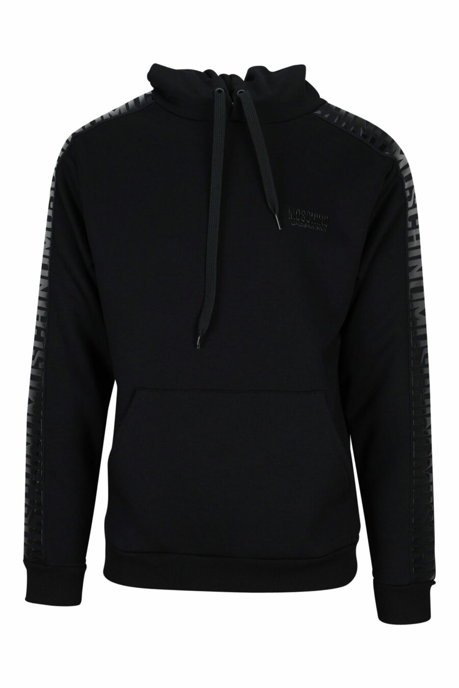 Schwarzes Kapuzensweatshirt mit einfarbigem Logo auf dem seitlichen Taping - 667113011042 skaliert