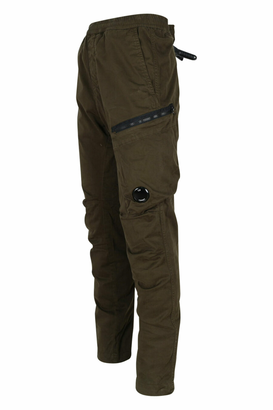 Pantalón verde militar de satén elástico con bolsillo lateral y logo lente - 7620943537833 1 scaled
